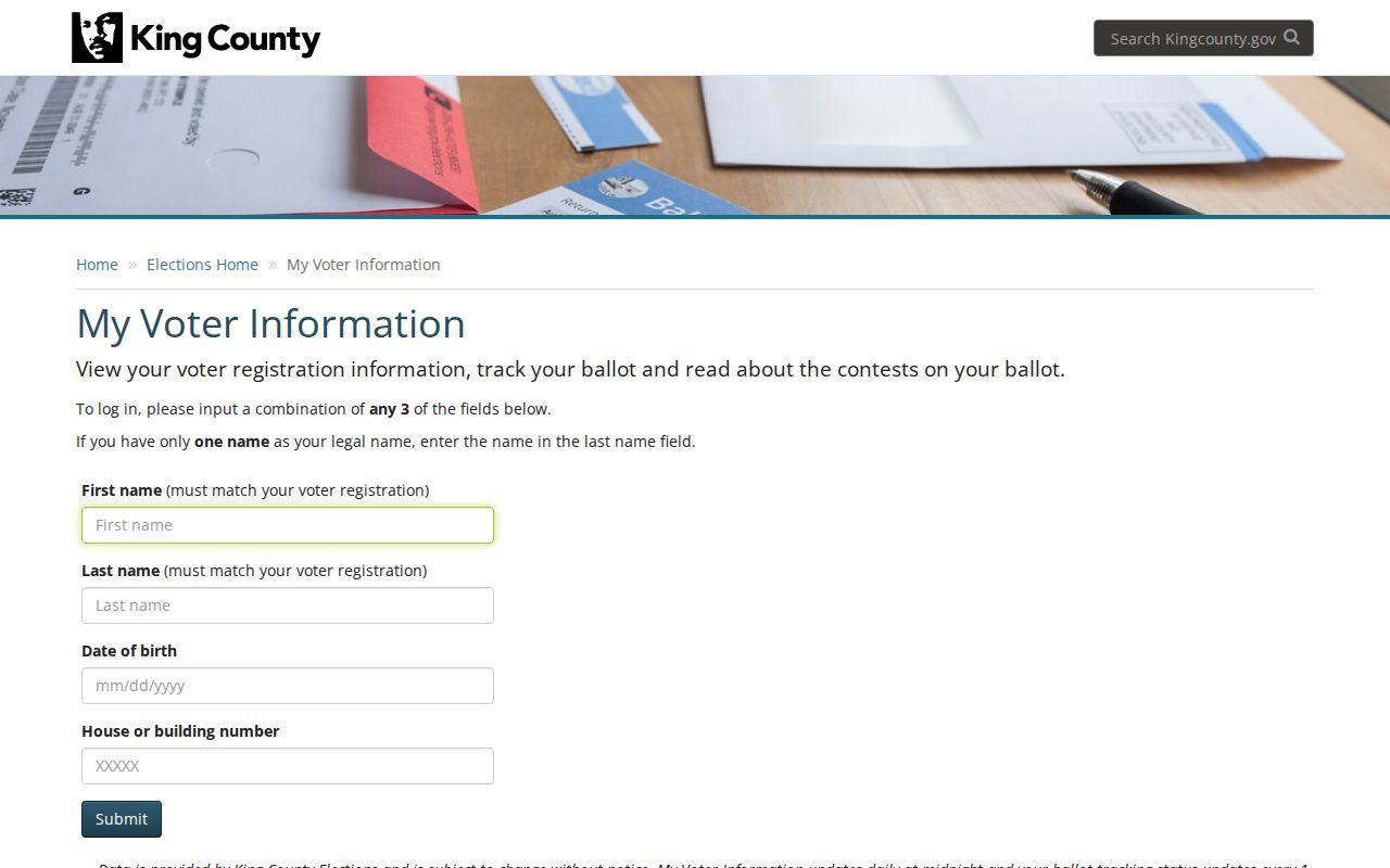 Union Hill-Novelty Hill resident lookup through King County My Voter Information